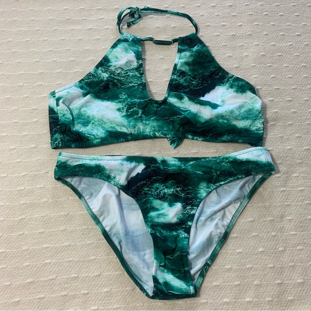 Venus Womens Swimsuit Bikini Size 16 Green&White